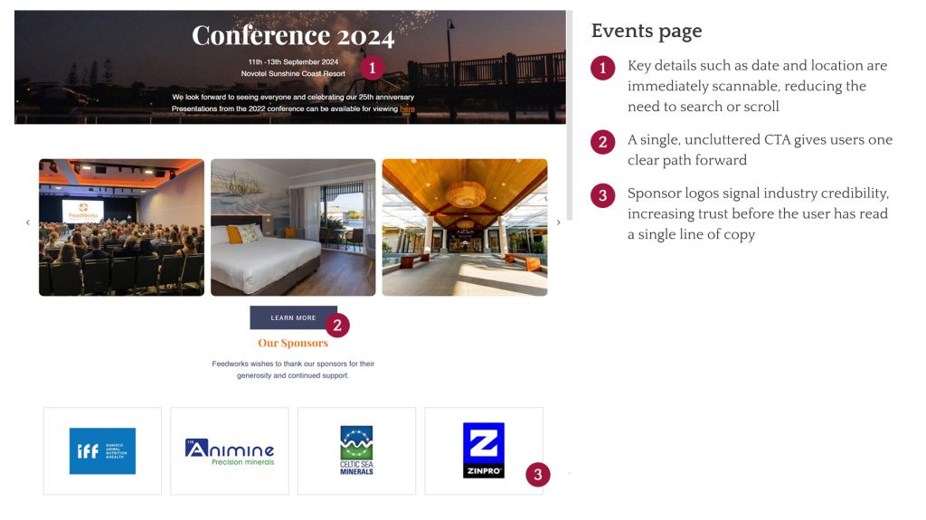 Heuristics Evaluation for the events page